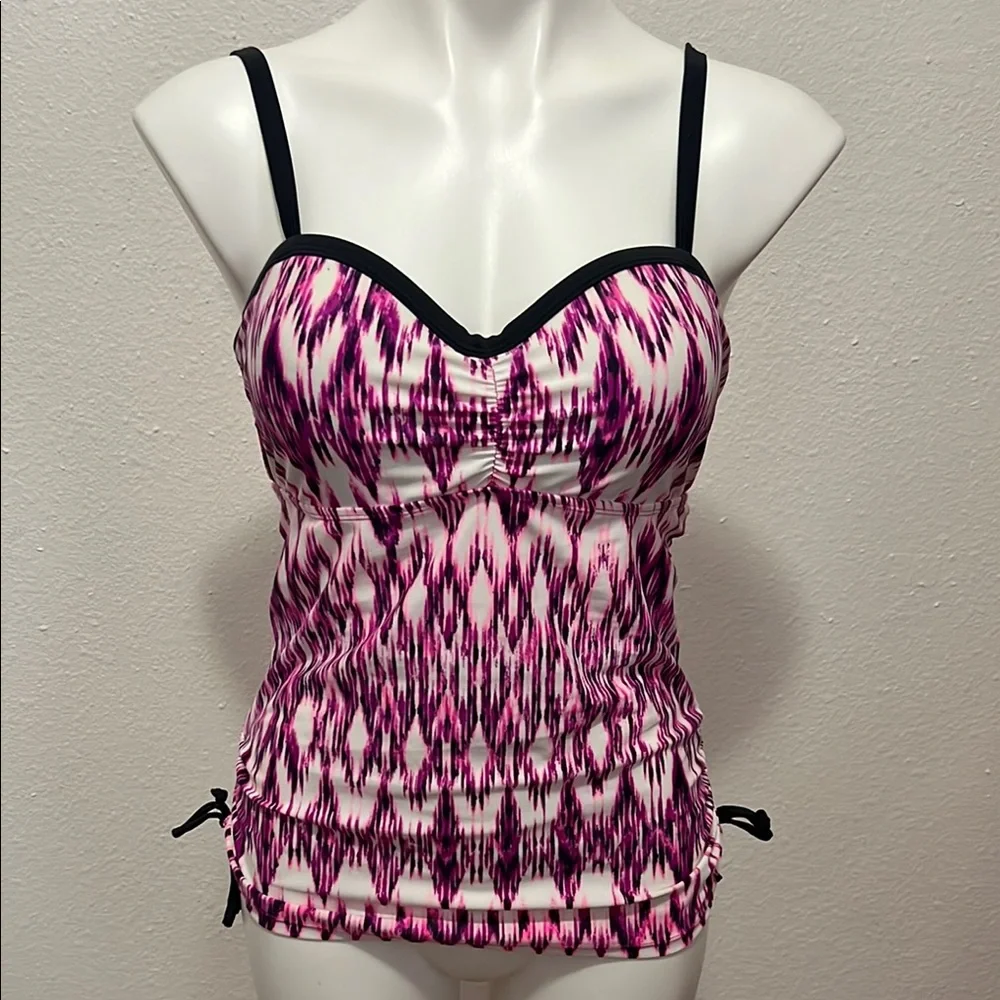 Free Country Pink Purple Tankini Swim Top Sz 8/10